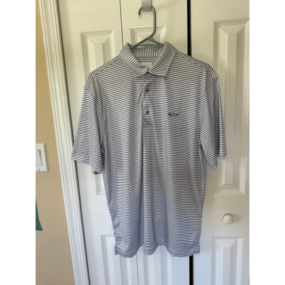 Greg Norman Five Iron Grey White Striped Golf Polo Men's M - Picture 1 of 7